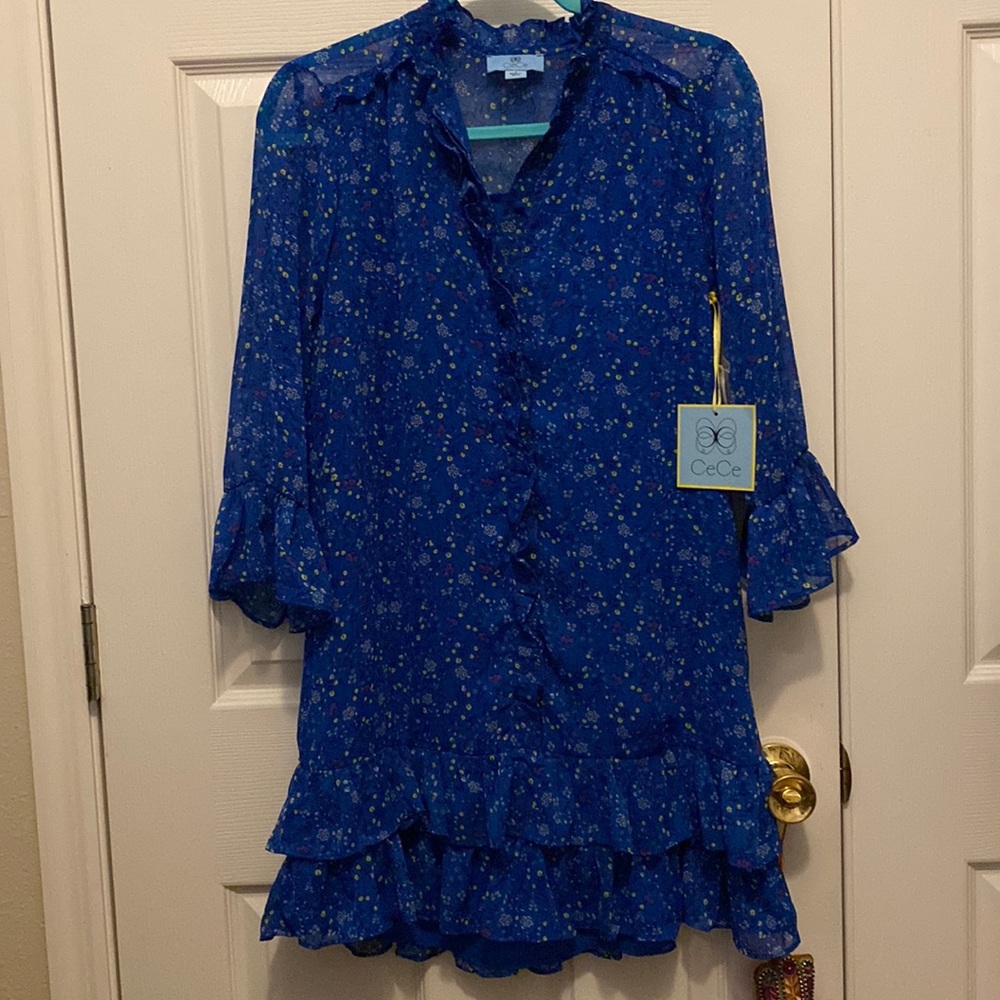 NWT CeCe cosmic blue romantic prep dress